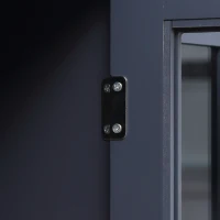 HOMCOM Sideboard, Buffet Cabinet with 4 Tempered Glass Doors, Stripe Pattern and Adjustable Storage Shelf, Credenza, Gray(m-8)