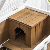 PawHut Indoor Rabbit Hutch with Wheels, Bunny Cage Guinea Pig House W/ Top Access, Ramp, Pull Out Tray, Brown(m-10)