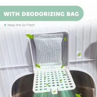 PawHut Enclosed Cat Litter Box with Lid, Scoop, Top Entry, Deodorization Bags, Drawer Type Cat Litter Tray, Easy to Clean, Grey(m-7)