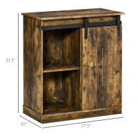 HOMCOM Industrial Wine Cabinet, Sideboard Storage Cabinet, Serving Bar Buffet with Sliding Barn Door and 6-Bottle Wine Rack, Brown(m-3)