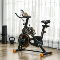 Soozier Upright Stationary Exercise Bike, Cardio Workout Training Bicycle w/ Adjustable Resistance LCD Monitor, Orange(m-8)