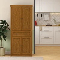 HOMCOM 72.5" Kitchen Pantry Cabinet, Tall Storage Cabinet with Doors, Drawer, and Adjustable Shelves, Distressed Brown(m-9)