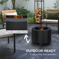 Outsunny Smokeless Fire Pit, Portable Camping Bonfire Stove with Poker for Backyard Patio Picnic, Steel, Black(m-6)