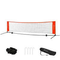 Soozier 10ft Portable Soccer Tennis/Pickleball/Badminton/Mini Tennis Net w/ Sideline for Training with Included Storage Bag, Red(m-11)