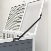 PawHut 2-Tier Indoor Rabbit Hutch Rabbit Cage with Wheels, Feeding Trough, Gray(m-8)