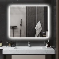 HOMCOM Dimmable Bathroom Mirror with Lights, 39" x 32" Backlit LED Mirror w/ Anti-Fog, Memory & Infinite Color Temperature(m-2)