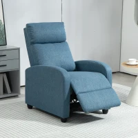 HOMCOM Fabric Recliner Armchair Manual Home Theater Seating Single Reclining Sofa Chair with Padded Seat for Living Room, Blue(m-8)