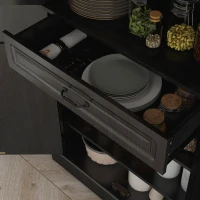 HOMCOM 71" Freestanding Kitchen Pantry with 4 Doors and 2 Cabinets, Tall Storage Cabinet for Kitchen, Distressed Black(m-9)