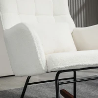 HOMCOM Nursery Rocking Chair with Headrest, Lumber Pillow, Nursing Chair with High Back for Living Room, Bedroom, Cream White(m-8)