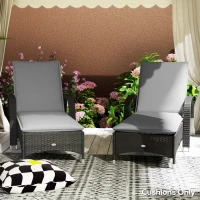 Outsunny Foldable Chaise Lounge Cushion Set of 2, Outdoor Lounge Chair Cushion Set, UPF50+ 200gsm Fabric, 76" x 23", Gray(m-7)