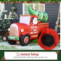 HOMCOM 6ft Christmas Inflatable Santa Claus Driving A Truck with LED Lights, Blow-Up Outdoor LED Yard Display for Lawn, Garden, Party(m-6)