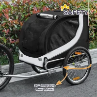 Aosom Dog Bike Trailer, Pet Cart Bicycle, Wagon Cargo Carrier Attachment with Hitch, Reflectors, Flag for Medium Dogs, Pet Wheelchair for Travelling, White(m-7)