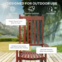 Outsunny Wooden Porch Rocking Chair Outdoor Patio Rocker Garden Single Leisure Reclining Seat Armchair Wine Red(m-5)