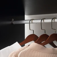 HOMCOM Open Wardrobe Clothes Closet Mobile Double Rod Shelves Home Storage Organizer Bedroom Furniture, Black(m-10)