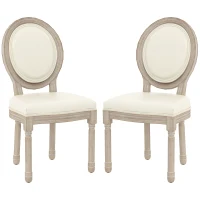 HOMCOM Dining Chairs Set of 2, French Vintage Style Kitchen Chairs with PU Leather Upholstery and Wooden Legs for Dining Room(m-2)
