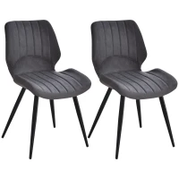 HOMCOM Modern Dining Chairs Set of 2, PU Leather Upholstered Kitchen Chair with Moulded Seats, Metal Frame, Grey(m-11)