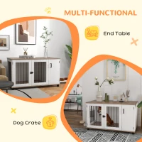 PawHut Dog Crate Furniture Side End Table Indoor w/ Storage, Double Doors(m-5)