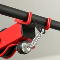 Soozier Lat Pull Down Machine, High / Low Pulley Machine with Adjustable Seat and Flip-Up Footplate, Red(m-9)