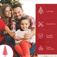 HOMCOM 6ft Tall Fir Artificial Christmas Tree with Realistic Branches, 230 Multi-Color Fiber Optic LED Lights and 230 Tips, Pink(m-4)