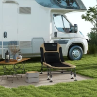 Outsunny Heavy Duty Camping Cot, Folding Bed with Soft Padded Cushion and 180° Adjustable Backrest, 400 lbs. Capacity, Cream(m-10)