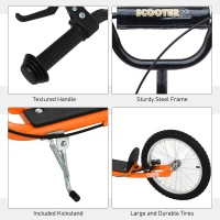 Aosom Youth Scooter Kick Scooter for Kids 5+ with Adjustable Handlebar Front and Rear Dual Brakes, Orange(m-8)