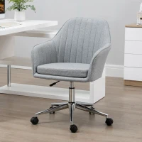 Vinsetto Mid-Back Task Chair, Fabric Home Office Chair, Swivel Desk Chair with Tub Shape Design & Lined Pattern Back for Living Room, Bedroom, Gray(m-2)