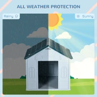 PawHut Plastic Dog House for Medium and Small Dogs, Water Resistant Puppy Shelter Indoor Outdoor with Door, Easy to Assemble, Blue(m-4)