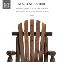 Outsunny Outdoor Wooden Rocking Chair, Single-Person Adirondack Rocking Patio Chair with Rustic High Back, Slatted Seat and Backrest for Indoor, Backyard, Garden, Carbonized(m-5)