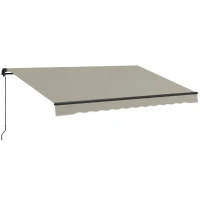 Outsunny 13' x 10' Retractable Awning, 280gsm UV Resistant Sunshade Shelter, for Deck, Balcony, Yard, Light Grey(m-11)