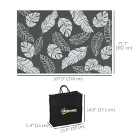 Outsunny Reversible Outdoor RV Rug, Patio Floor Mat, 6' x 9' Plastic Rug for Backyard, Deck, Beach, Camping, Grey and White(m-3)