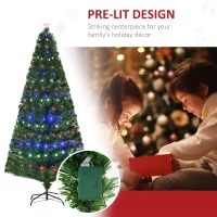 HOMCOM 7ft Fiber Optic Artificial Fir Christmas Tree, LED Pre-Lit Holiday Decoration with 280 Lights and Branch Tips(m-5)
