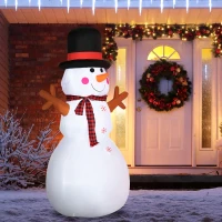 HOMCOM 6ft Tall Giant Outdoor Indoor Inflatable Snowman Christmas Decoration for Lawn with Hat Scarf LED Lights(m-8)