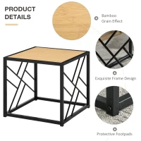 HOMCOM Modern End Table, Accent Side Table with Metal Frame for Living Room, Black(m-5)