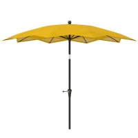 Outsunny 8.5FT Parasol with 10 Ribs, Air Vents, Crank Handle & Tilt for Outdoor, Garden and Pool, Yellow(m-2)