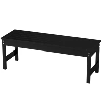 Outsunny 47" Outdoor Bench Seat, HDPE All-Weather Garden Bench, Backless Slatted Patio Bench for Yard, Porch, Park, Black(m-1)