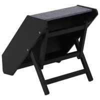 PawHut 3 Step Height Adjustable Portable Wooden Easy Climb Pet Stairs - Dark Brown(m-6)