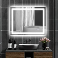 HOMCOM Dimmable Bathroom Mirror with Lights, 39" x 32" Backlit/Front Lit LED Mirror, Anti-Fog, Memory, Infinite Color Temp(m-10)