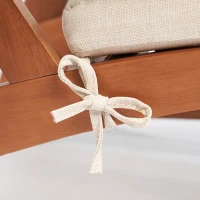 Outsunny 4 Piece Patio Furniture Set, 2 Chairs with Cushions & Ottomans, Slatted Acacia Wood, Cream White(m-8)