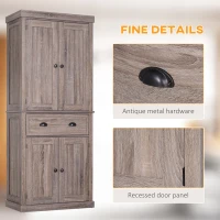 HOMCOM Long Standing Kitchen Cabinet w/ 2 Drawers MDF Board, Wood Grain(m-6)
