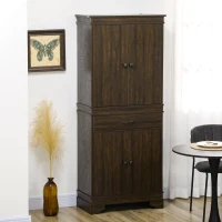 HOMCOM 72" 4-Door Kitchen Pantry with Drawer and 3 Shelves, Walnut(m-10)