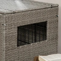 PawHut Rattan Dog Crate with Double Doors, Wicker Dog Cage with Soft Washable Cushion, Dog Kennel Furniture Outdoor Indoor for Medium to Large Sized Dogs, Gray(m-9)