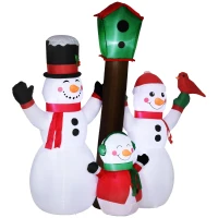 HOMCOM 7ft Christmas Inflatables Outdoor Decorations Snowman Family with Bird and Birdhouse, Blow-Up LED Yard Christmas Decor for Lawn Garden Party(m-11)