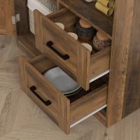HOMCOM 60" Kitchen Pantry Storage Cabinet, Farmhouse Kitchen Hutch with Microwave Oven Countertop, Adjustable Shelves, Brown(m-9)