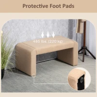 HOMCOM Upholstered Bedroom Bench, Boucle End of Bed Bench, Modern U-Shaped Entryway Bench, 39 x 18 x 18 Inches, Light Brown(m-6)