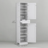 HOMCOM Freestanding Bathroom Cabinet with Drawer and 2 Doors, Tall Bathroom Cupboard for Kitchen, Study, Living Room(m-3)