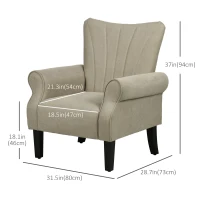 HOMCOM Fabric Armchair, Modern Accent Chair with Wood Legs for Living Room, Bedroom, Home Office, Beige(m-3)
