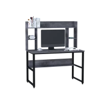 HOMCOM Office Computer Desk Writing Table Workstation with Storage Shelves, Decorative Hutches, & Strong Build, Grey(m-11)