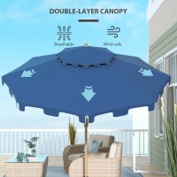 Outsunny 8.8' Patio Umbrella with Push Button Tilt and Crank, Dark Blue(m-6)