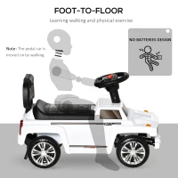 Aosom Kids Ride on Push Car, SUV Style Sliding Walking Car for Toddle with Horn, Music, Working Lights, Hidden Storage and Anti-dumping System, White(m-5)