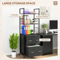 Vinsetto Mobile Filing Cabinet 2 Drawer File Cabinet with Key Adjustable Hanging Bar for Letter A4 and Legal Size Black(m-4)